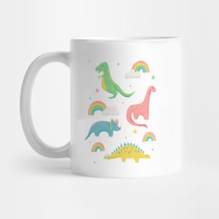 Dinosaurs + Rainbows in Pink Mug